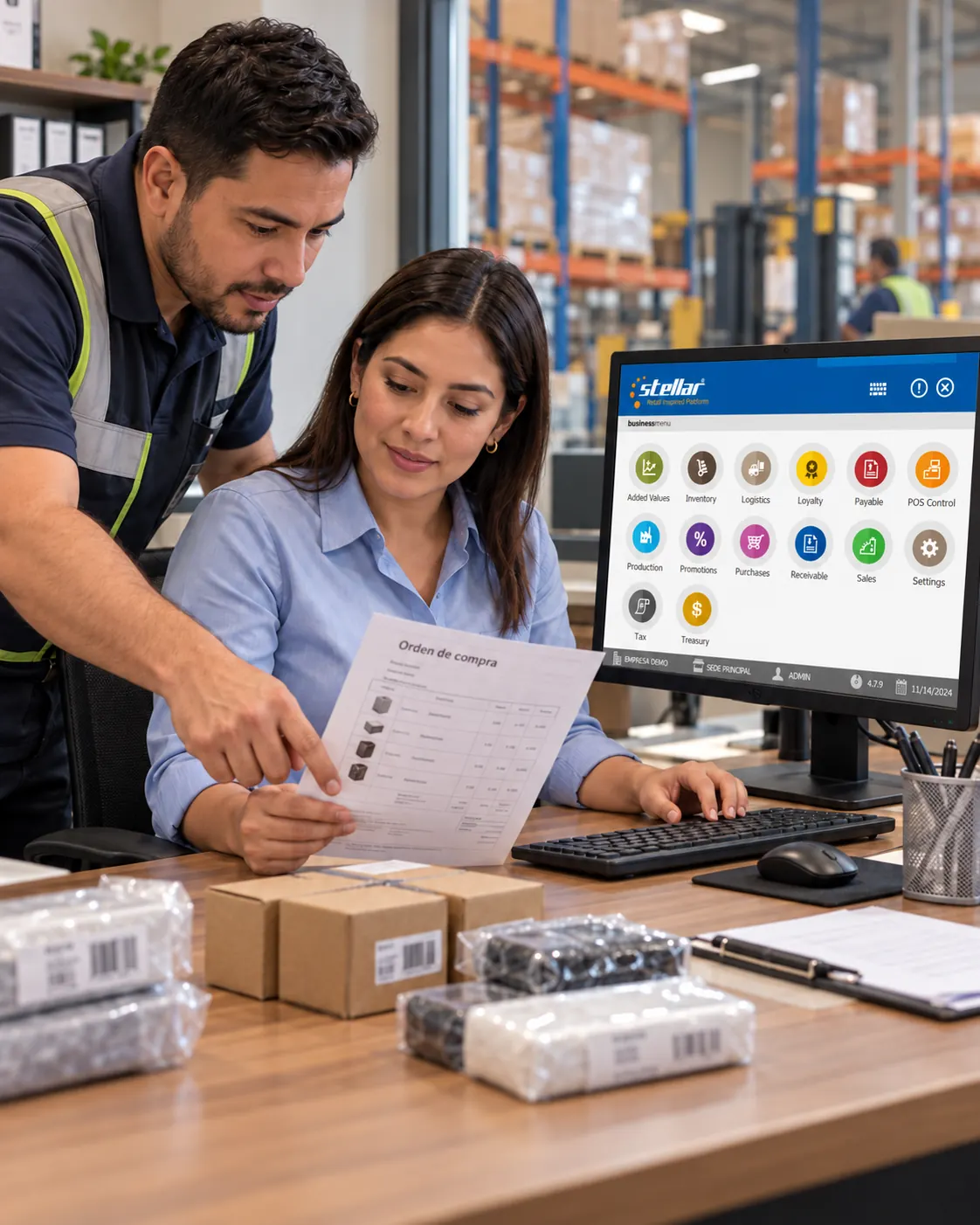 Purchase experience in an administrative team; generated scene