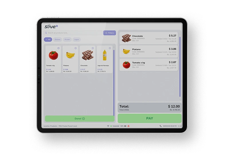 SLIVE POS on a tablet, official SLIVE image